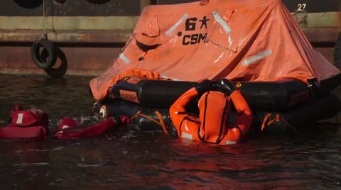 Life Raft trainig Stock Footage 54651474