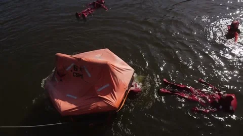 Life Raft training Stock Footage 54651557