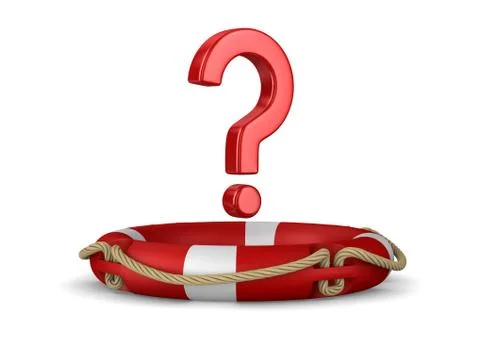 Life ring and question on white background. Isolated 3d illustration Stock Illustration