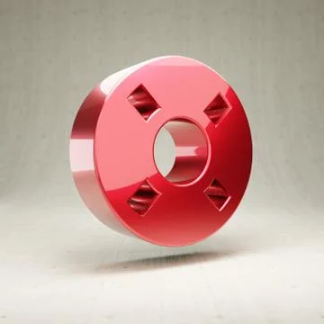 Life Ring icon. Red glossy metallic Life Ring symbol isolated on white concre Ilustração Stock