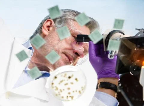Life science researcher microscoping. Stock Photos