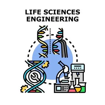 Life sciences engineering concept visualizing genetic research Stock Illustration
