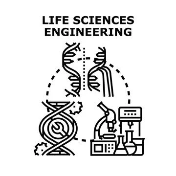 Life sciences engineering concept visualizing genetic research Stockillustratie