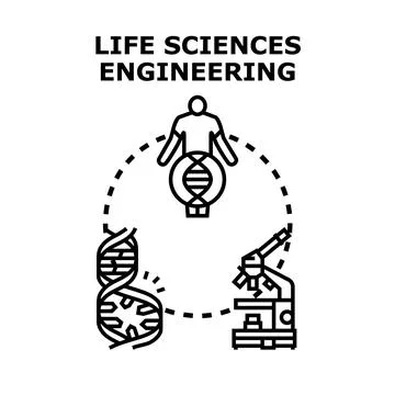 Life sciences engineering developing scientific medical technology Stock Illustration