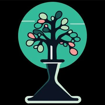 Life sciences logo erlenmeyer flask with tree growing Illustrazione stock