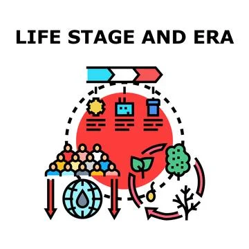 Life stage and era development concept 库存插图