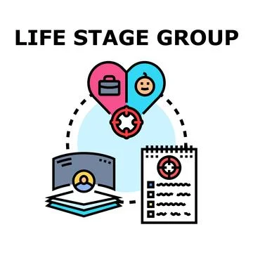 Life stage group managing personal development goals Illustrazione stock