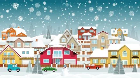 Life in the suburbs (Winter) Stock Illustration