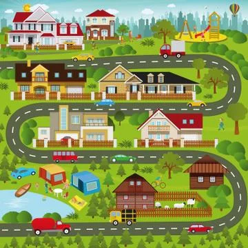 Life in the suburbs - winter Stock Illustration