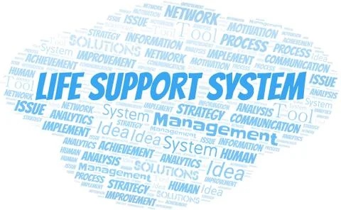 Life Support System typography vector word cloud. Illustrazione stock