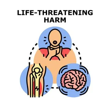 Life threatening harm causing severe complications and emergency risk Stock Illustration