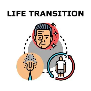 Life transition process depicting human aging and rejuvenation Stock-Illustration
