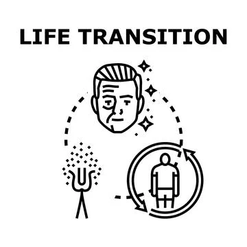 Life transition process depicting human aging and rejuvenation Stock Illustration
