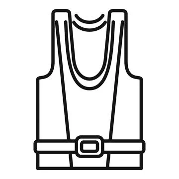 Life vest with buckle protecting while swimming icon outline Stock Illustration