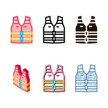 Life vest icon simplified vector outline symbol Stock Illustration