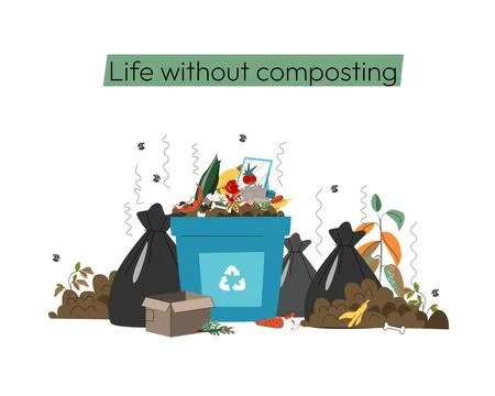 Life Without Composting Vector Illustration Waste Overflow, Environmental Stock Illustration