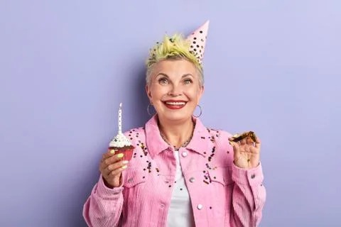Life without problems. come on, blow the years away Stock Photos