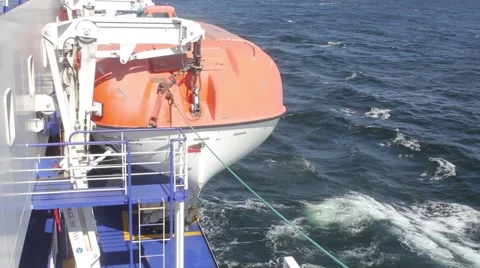 Lifeboat on moving ship Stock Footage 53314867