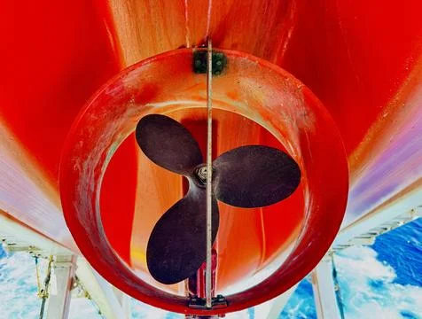 Lifeboat Propeller Close Up Inside Protective Nozzle on Rescue Boat Stock Photos