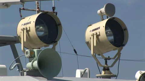 Lifeboat search lights Stock Footage 33606216