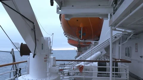 Lifeboat on a ships deck Stock Footage 172047718