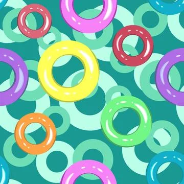 Lifeboat in the water. Seamless textile pattern, nautical theme, summer and.. Stock Illustration