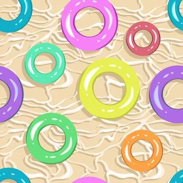 Lifeboat on the waves. Seamless textile pattern, nautical theme, summer and.. Stock Illustration