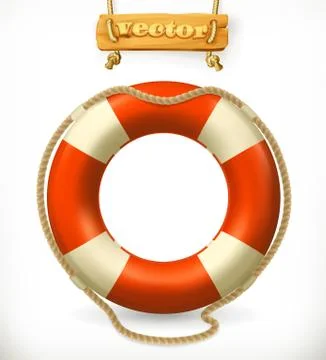 Lifebuoy, 3d vector icon Stock Illustration