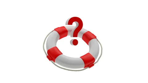 Lifebuoy and question mark with alpha channel in 3D animation in 4K Stock Footage 164284021