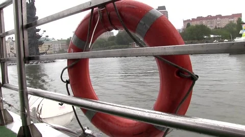 Lifebuoy on board karabl Stock Footage 41812987