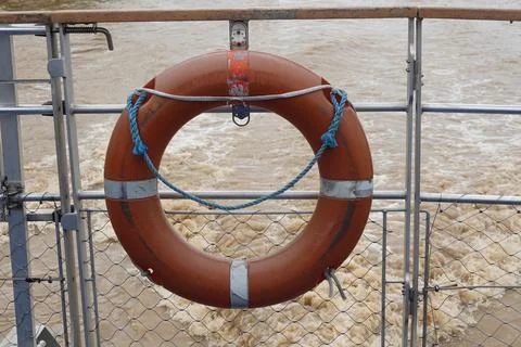 Lifebuoy on board a ship Stock Photos