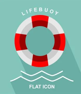 Lifebuoy flat icon Stock Illustration
