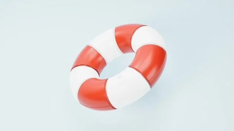 Lifebuoy floating on a blue background. 3d rendering Video stock 339435388