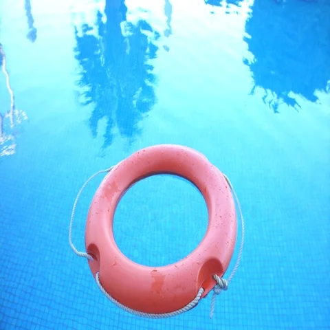 Lifebuoy floating in the pool Video stock 69290553