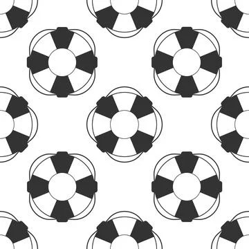Lifebuoy icon seamless pattern on white background. Lifebelt symbol. Vector 스톡 일러스트