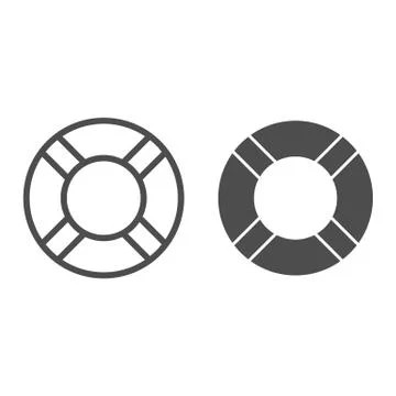 Lifebuoy line and solid icon, Summer concept, Lifesaver sign on white background イラスト素材