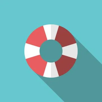 Lifebuoy with long shadow Stock Illustration