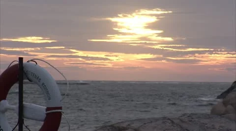 Lifebuoy by the ocean Stock-Footage 11287808