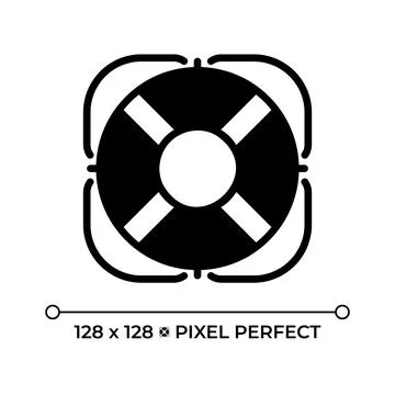 Lifebuoy pixel perfect glyph solid icon Stock Illustration