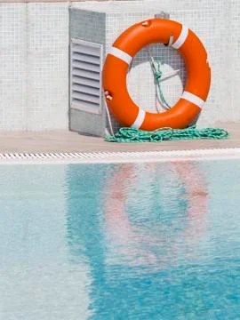Lifebuoy by the pool Stock Photos