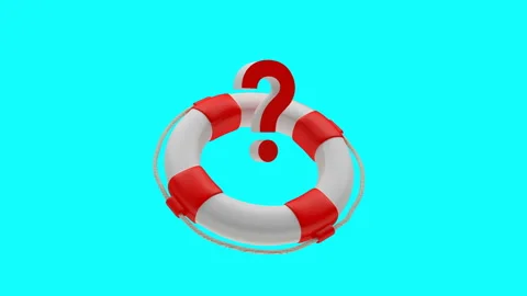 Lifebuoy with question mark and alpha channel in 3D animation. 4K Stock Footage 155192290