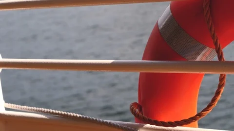 Lifebuoy on a railing Video stock 96744539