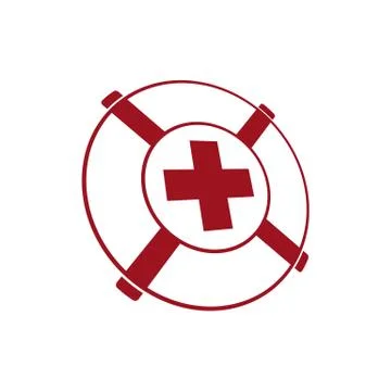 Lifebuoy with red cross inside vector illustration isolated on white backgrou Ilustração Stock