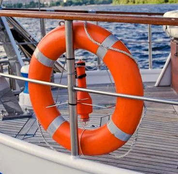 Lifebuoy ring on a ferry Stock Photos