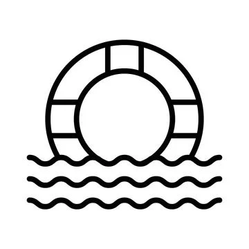 Lifebuoy ring icon linear logo mark in black and white Stock Illustration