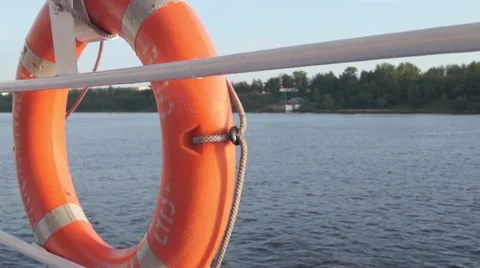 Lifebuoy River Ship Stock Footage 65280277