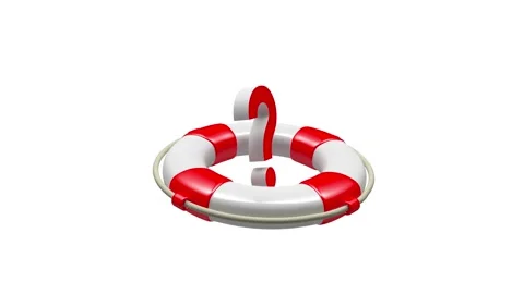 Lifebuoy with rotating question mark, 3D animation. Stockbeeldmateriaal 335125933