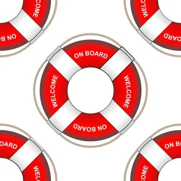 Lifebuoy from the ship seamless pattern. Stock Illustration