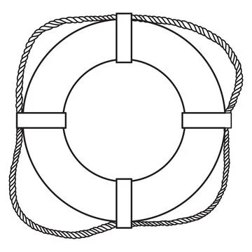 Lifebuoy Vector illustration. Linear Drawing of round life Preserver for icon or Illustrazione stock
