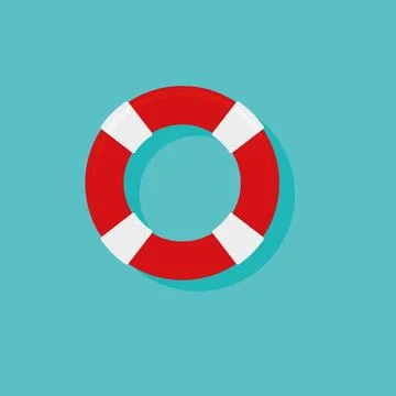 Lifebuoy on the water. Flat style vector illustration Stock Illustration